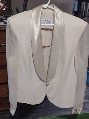 Cream Satin-Trim Women’s Blazer